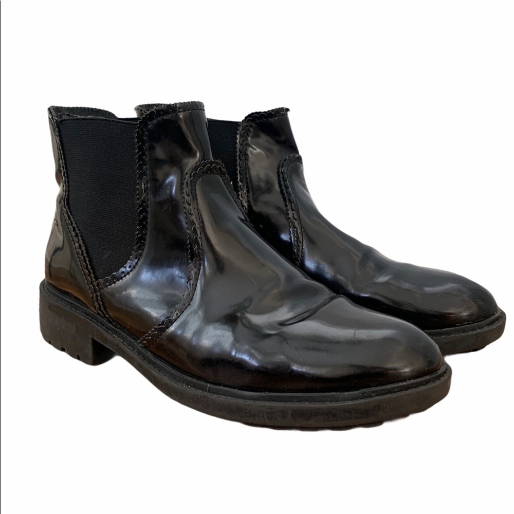 Black Patent Leather Booties